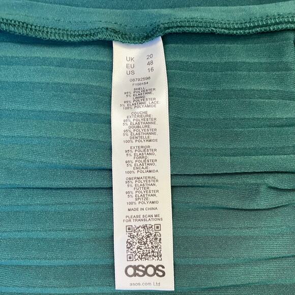 Asos Curve New Sz 16 Pleated Maxi Dress with Lace Sleeves Bridesmaid Deep Green - Picture 15 of 16